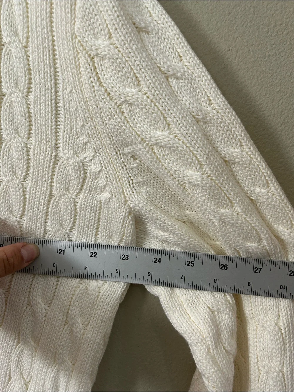 J. CREW Heritage cotton tipped cable-knit sweater Ivory Navy Stripe XL